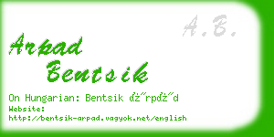 arpad bentsik business card